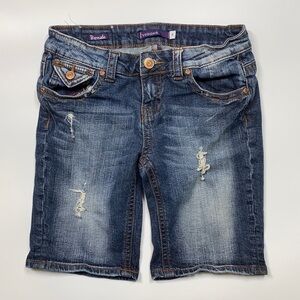 Vigoss Bermuda Dark Wash Distressed Shorts